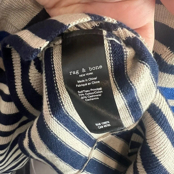 NWT Rag & Bone Ann Striped Turtleneck Sweater in Oatmeal Multi - Picture 12 of 13